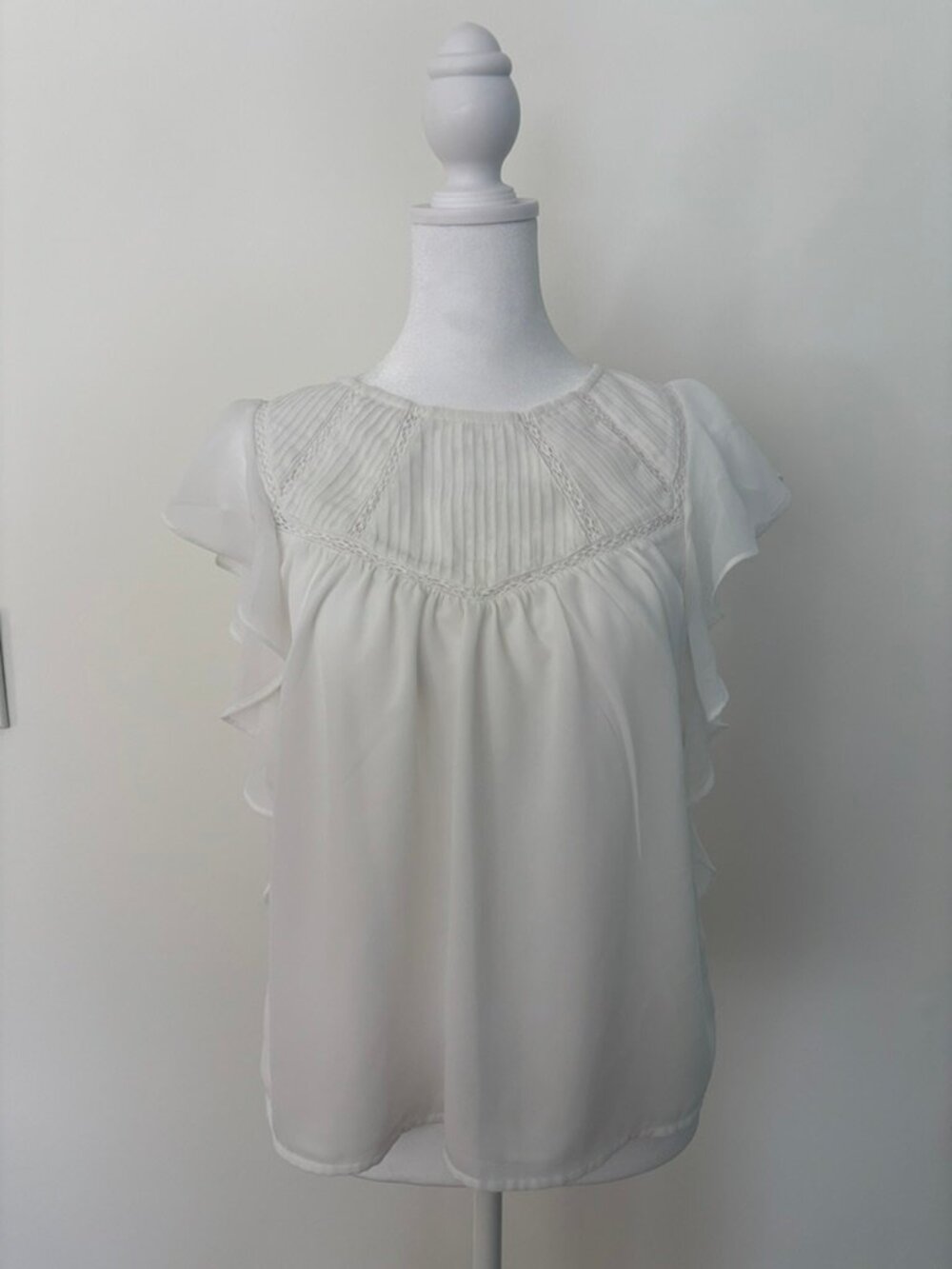 Abercrombie & Fitch Women White Sheer Short Sleeve Blouse M size White